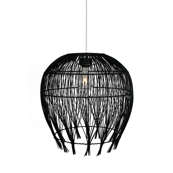 Rattanowa lampa wisząca Montego czarna 50cm